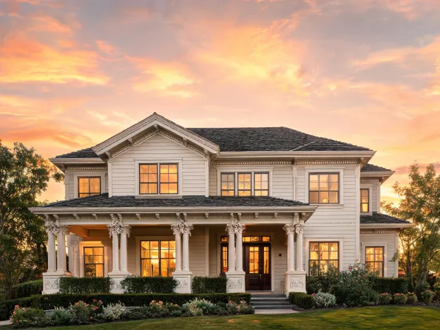 Custom home with Fypon porch columns and brackets
