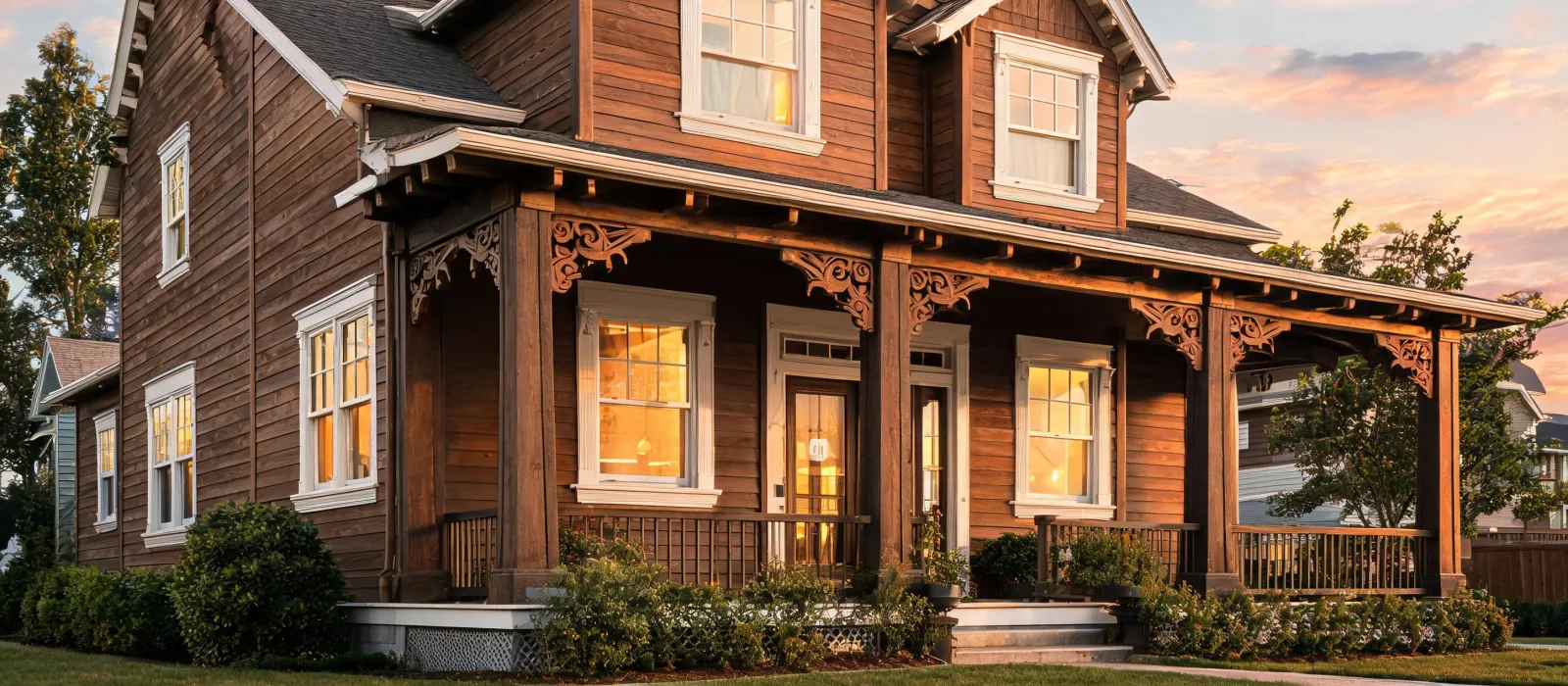 Completed craftsman home featuring Fypon exterior millwork