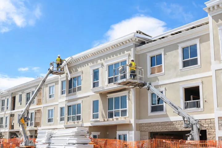 Multifamily cornice millwork installation