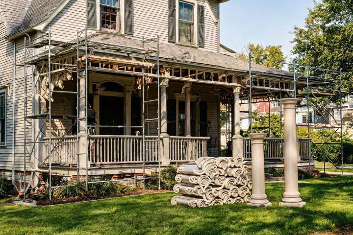 Historic porch restoration using Fypon brackets and columns